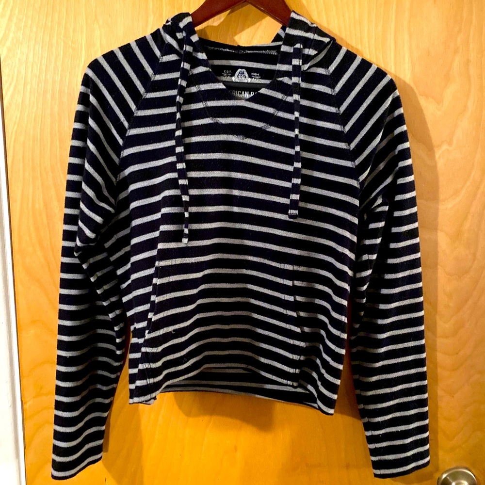 Blaxk and grey striped American rag hoodie